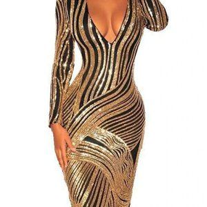 Gold Sequin Party Dress